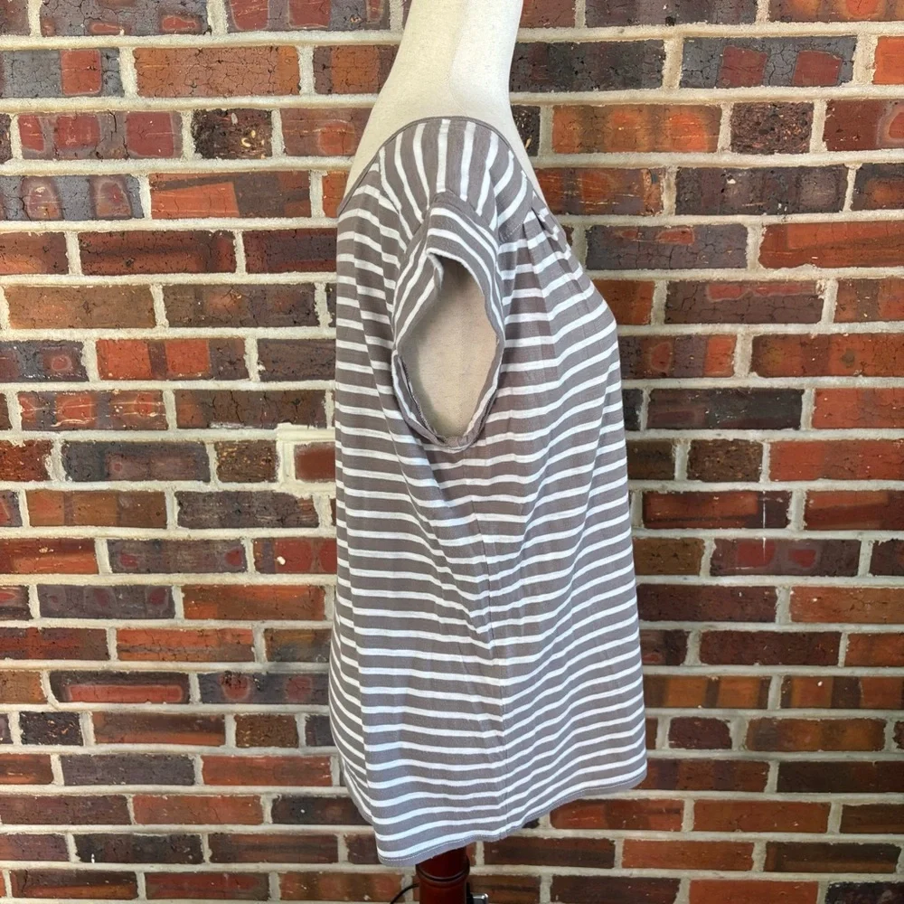 Garnet Hill 100% Cotton Cap Sleeve Striped Top Womens Large - Picture 3 of 6